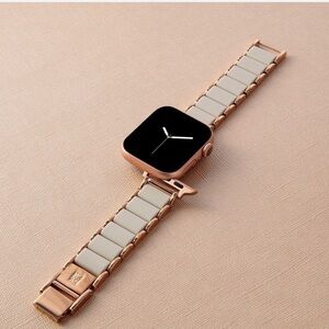 Anne Klein Rose Gold and Cream Compatible Apple Watch Band (Fits 38/40/41 MM)